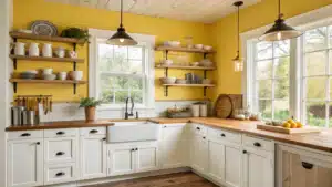 yellow farmhouse kitchen